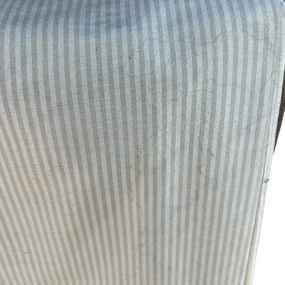 Restoration Hardware 2-Piece Thai Silk Drapes Sage Green Tonal Stripe 50x84 FLAW